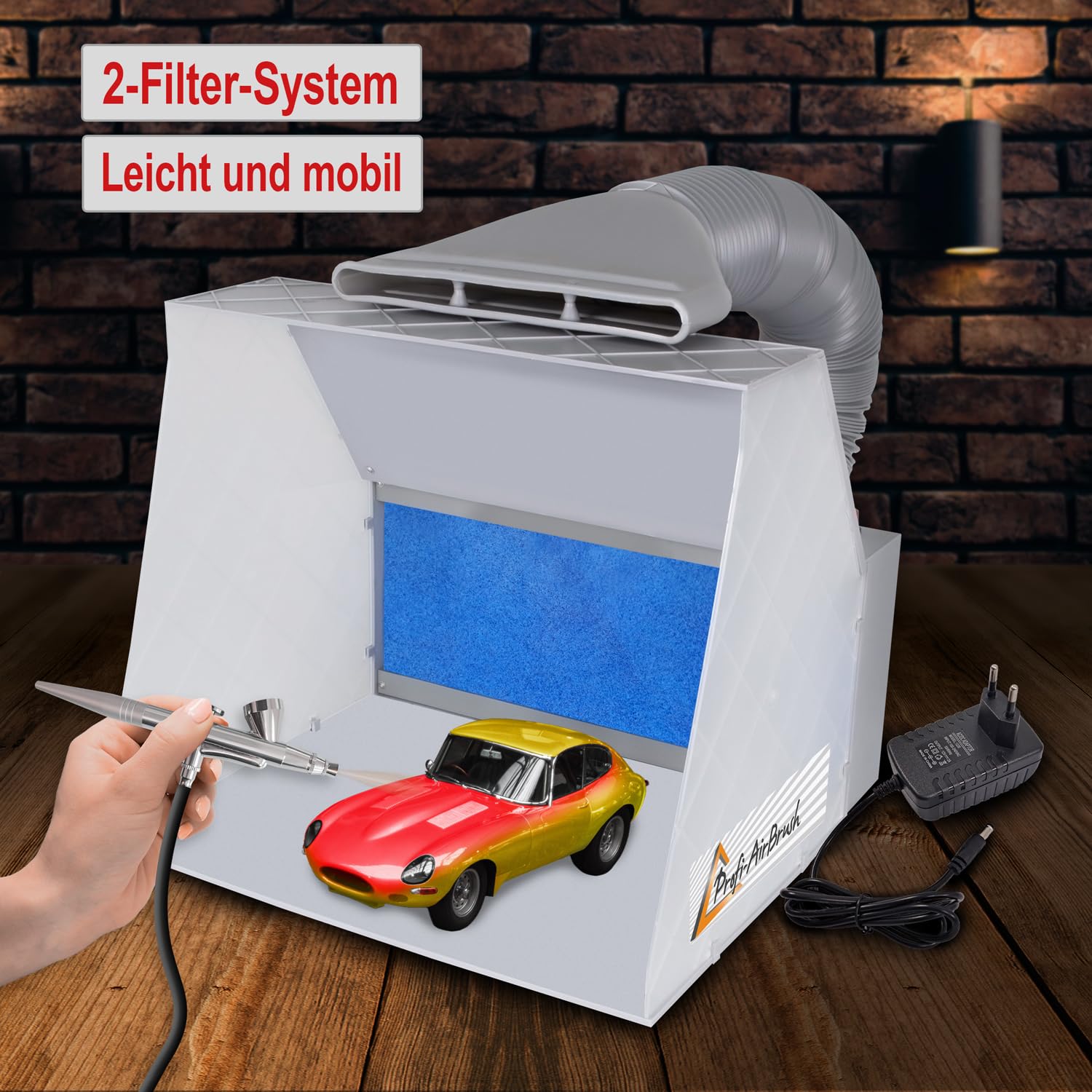AMUR Cabine de Peinture Aérographe Hobby 3 Système d'Extraction Efficace Silencieux pour Maquettes Modélisme Pliable