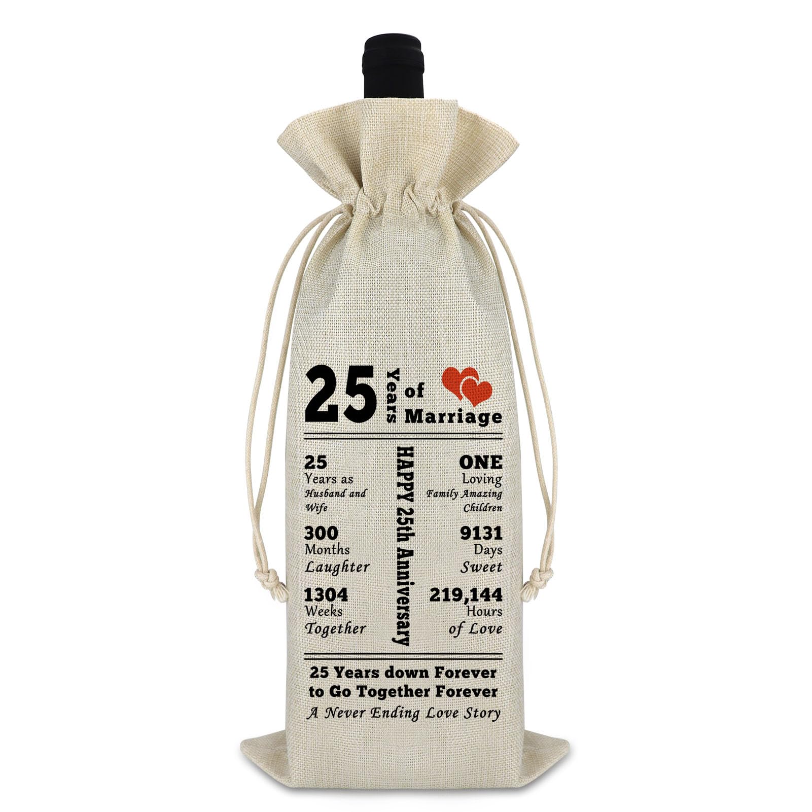 25th Wedding Anniversary Wine Bag Gifts for Couples Parents 25th Anniversary Wine Bottle Bag Gifts for Him Her Husband Wife 25 Year WeddingAnniversary Present for Women Men