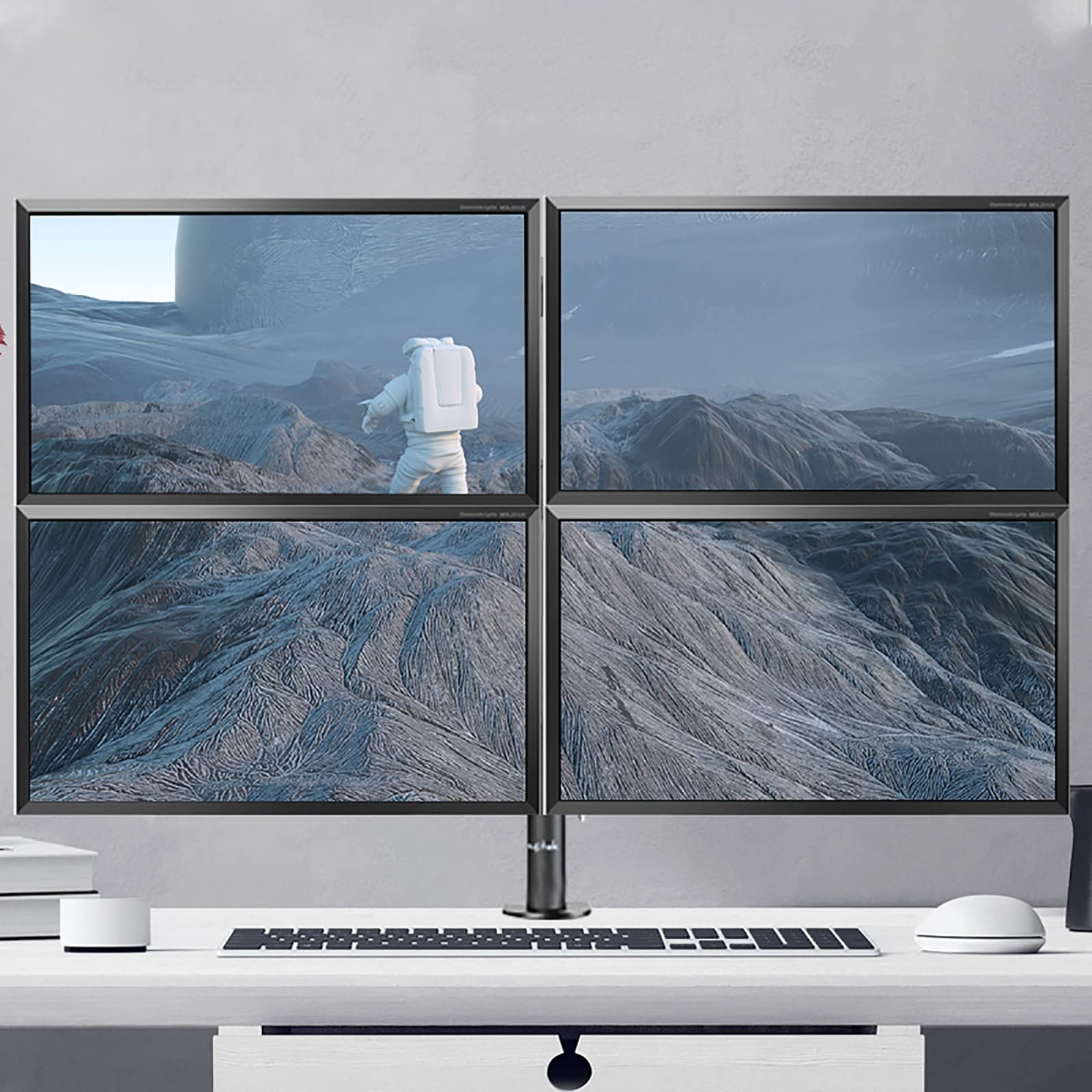 asdchZen Four Screen Monitor Mount,Heavy-Duty Fully Adjustable Monitor Arm For Computer Screens,Monitor Stand Mount For 17 To 27 Inch Computer Screens