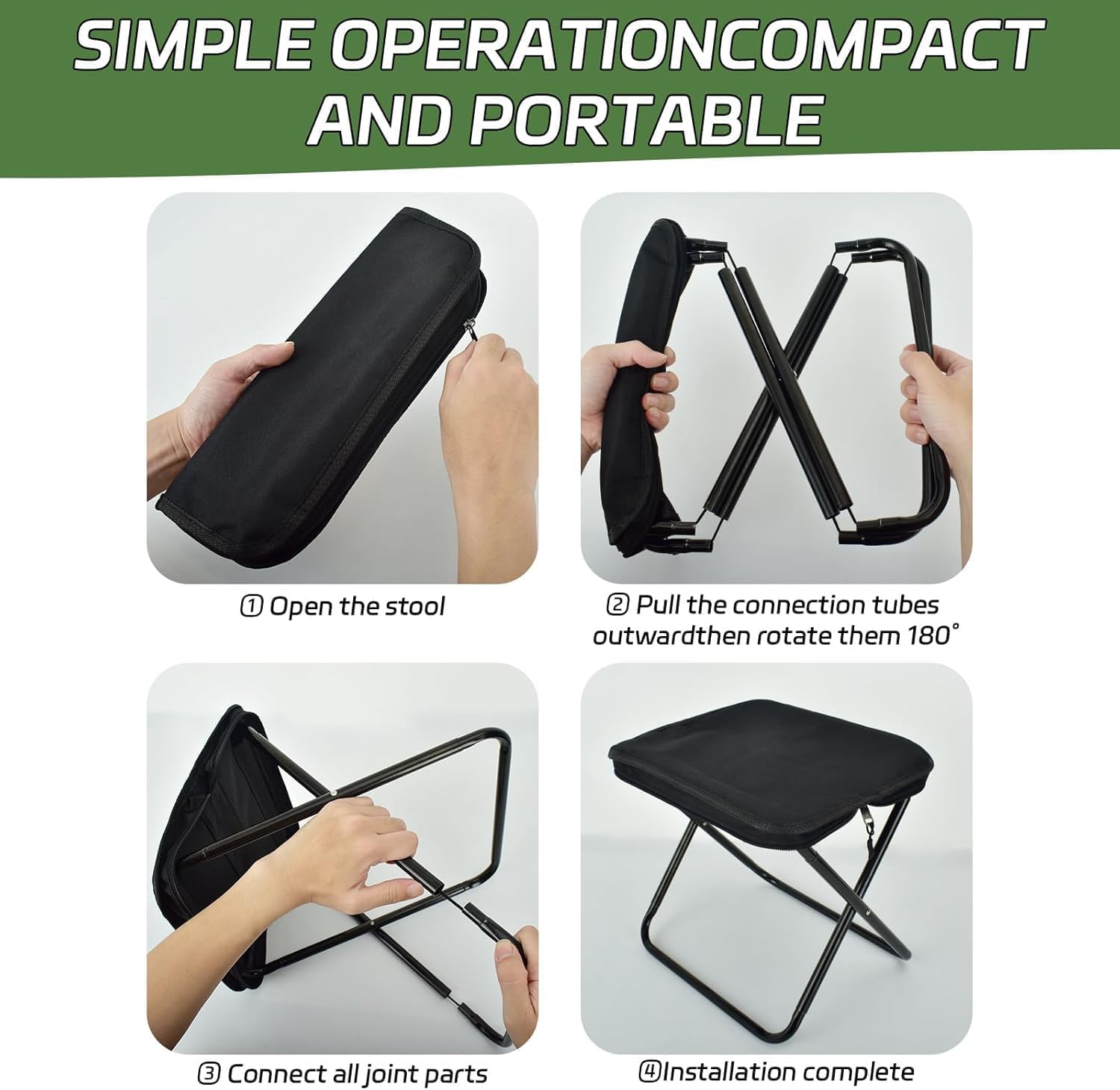 ZeiLaBang Kakadi 2 Stück Camping Hocker,26cm Tragbarer Klapphocker,Leicht Sitz Falthocker,Mini-Klapphocker,Campinghocker mit Aufbewahrungsbeutel, für BBQ, Camp, Reisen, Wandern, Beach, Garden, Angeln