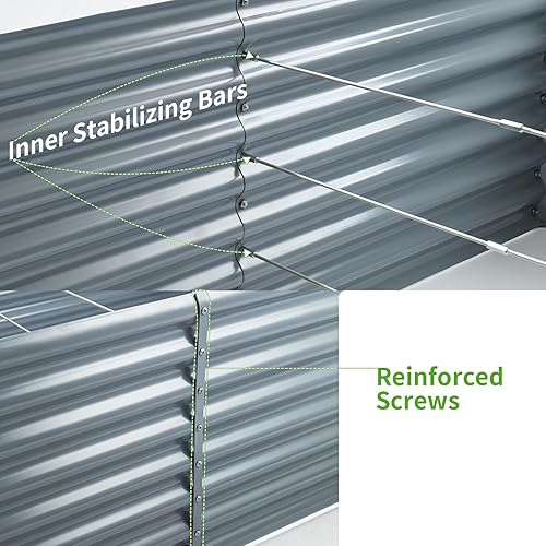 Miniatura 39 de Land Guard Kit de cama de jardín elevada galvanizada de 8 x 4 x 2 pies, macetas galvanizadas elevadas para exteriores, grandes camas de jardín