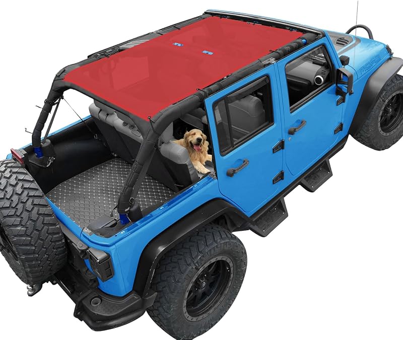 Tela de Proteção Solar para Teto Jeep Wrangler JKU 4 Portas coverspec Vermelho Cereja – 1 unidade