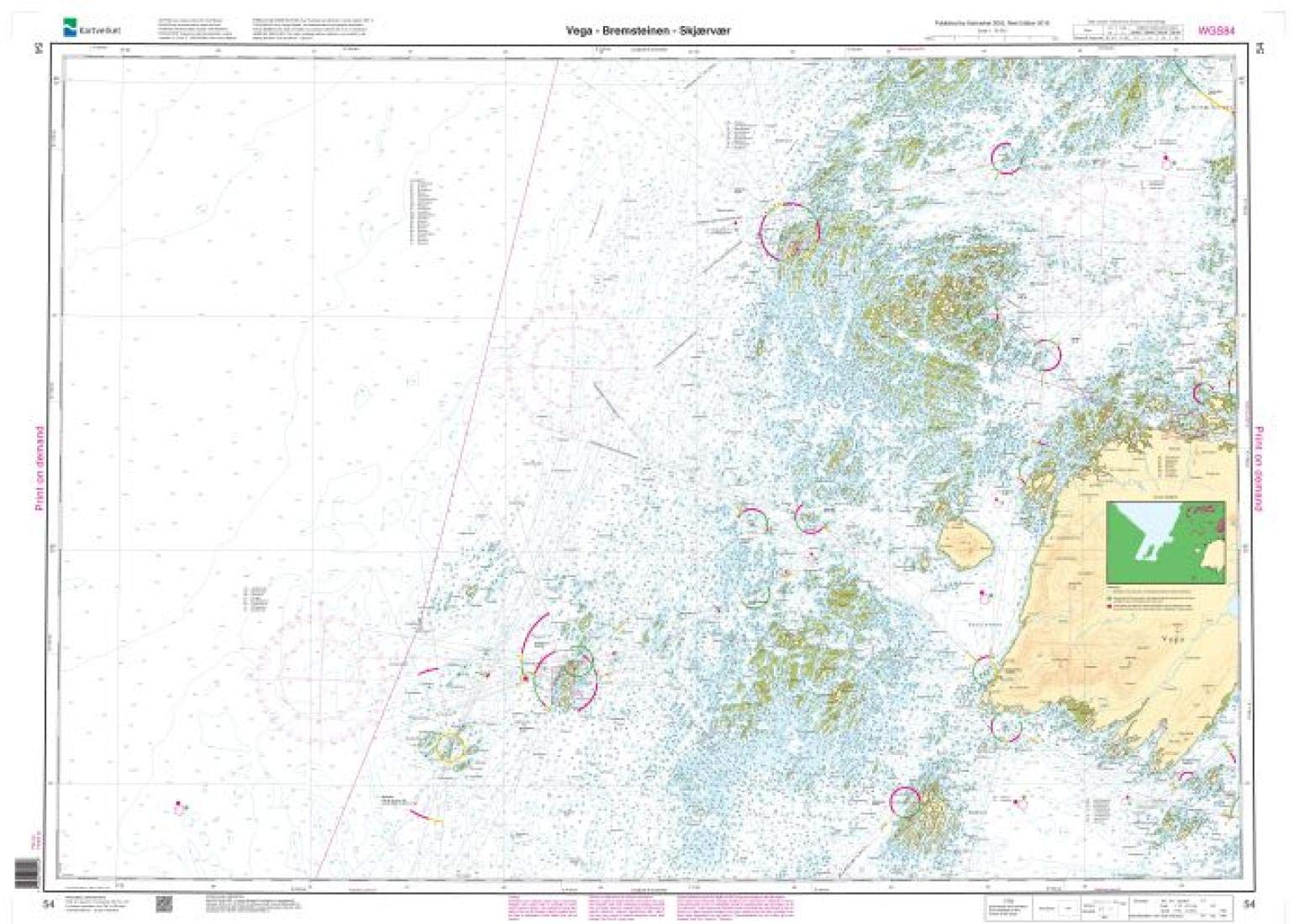 Kartverket Chart 54: Fra Vega Og Mudvær Til Bremsteinen Og Skjærvær, 41 x 29 inches, Premiere Bond Paper-image-47