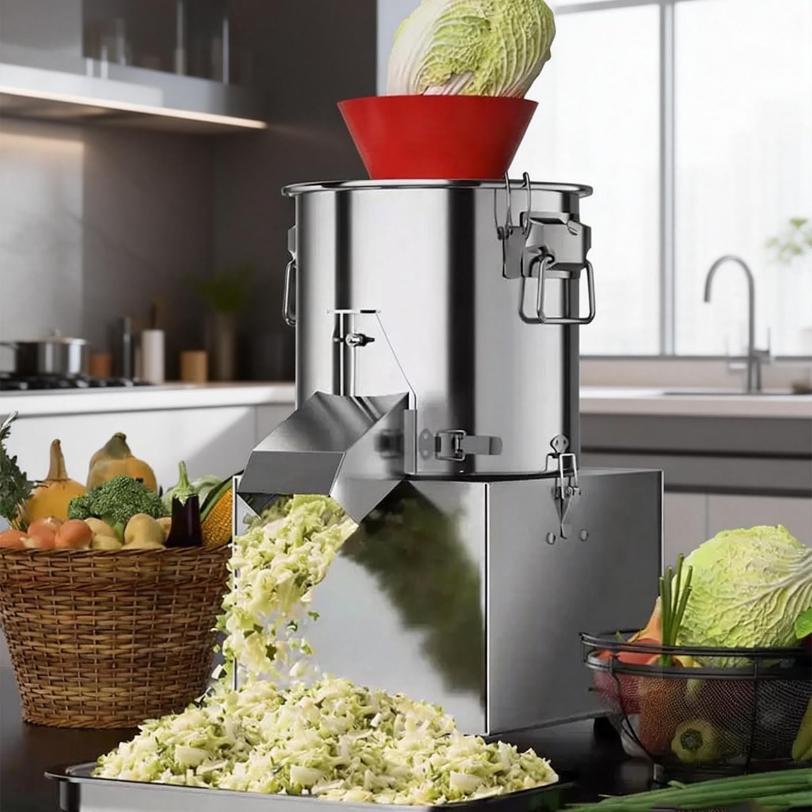 Trituradora de verduras resistente para alimentación de aves de corral, entrada de 32,5 mm, velocidad de 980 rpm, eficiencia de 150 kg/h, tamaño de hoja ajustable, no necesita cortador para pollos y