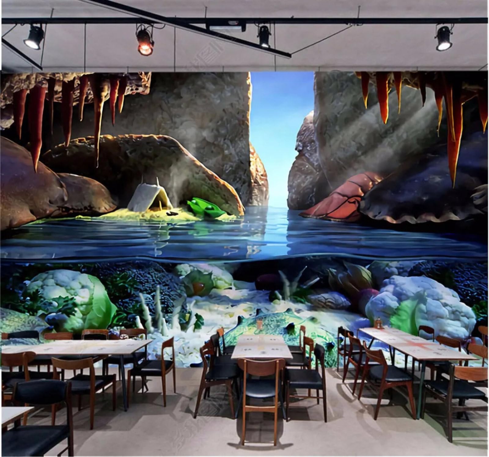 Wallpaper-3D-Xlm 250Cm×170Cm(B×H) Large Three Dimensional Colourful Underwater Scene 3D Wallpaper Easy Install Feature Office Living Room Sofa Bedroom Tv Background Wall Decoration-250Cm×170Cm