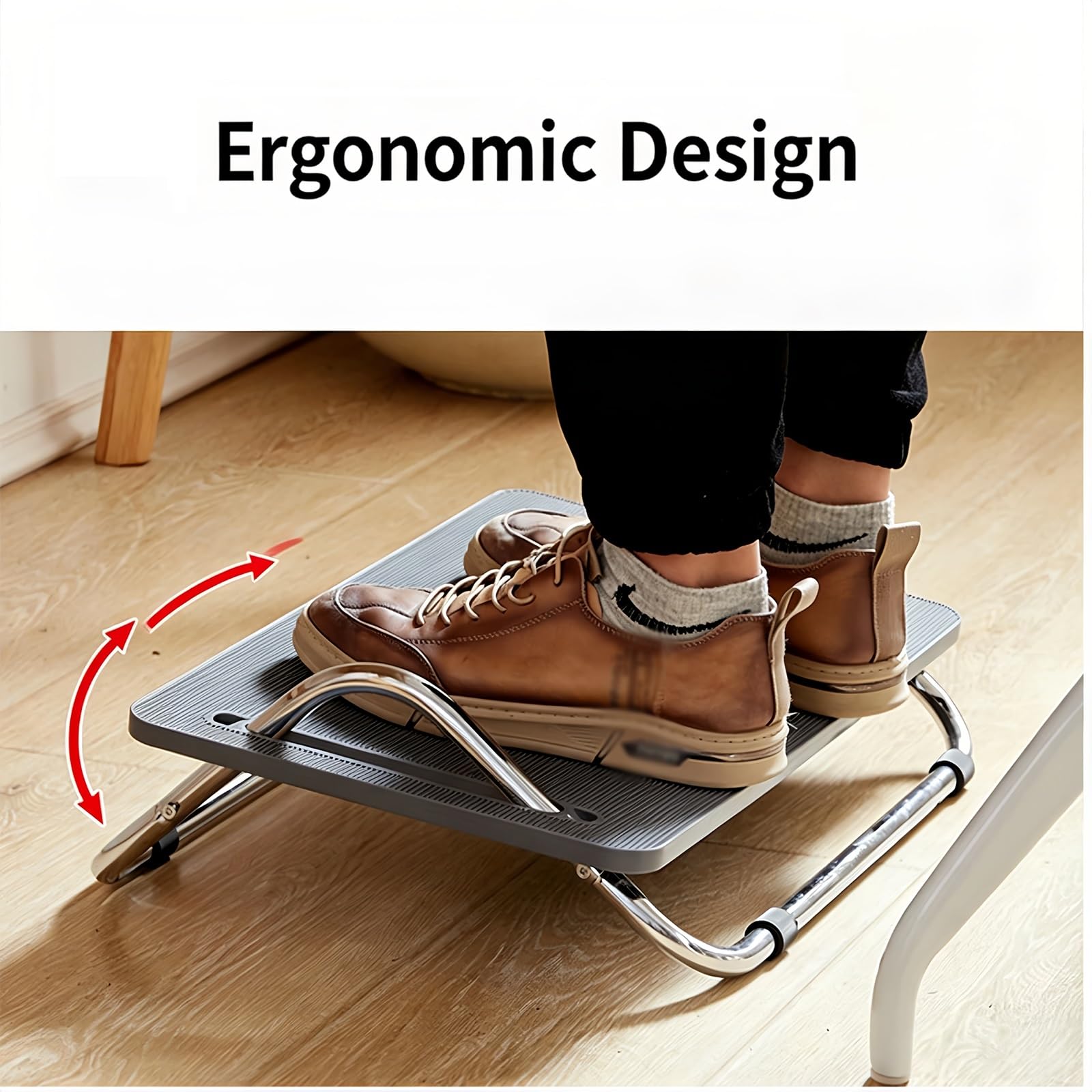Höhenverstellbare Fußstütze Unter Dem Schreibtisch, Rutschfester Fußhocker | Rutschfeste Fußstütze,Beinstütze Aus Metall,Ergonomisches Fußpedal,Fußhalterung Liegen,Fußablage Arbeitsplätze(Schwarz)