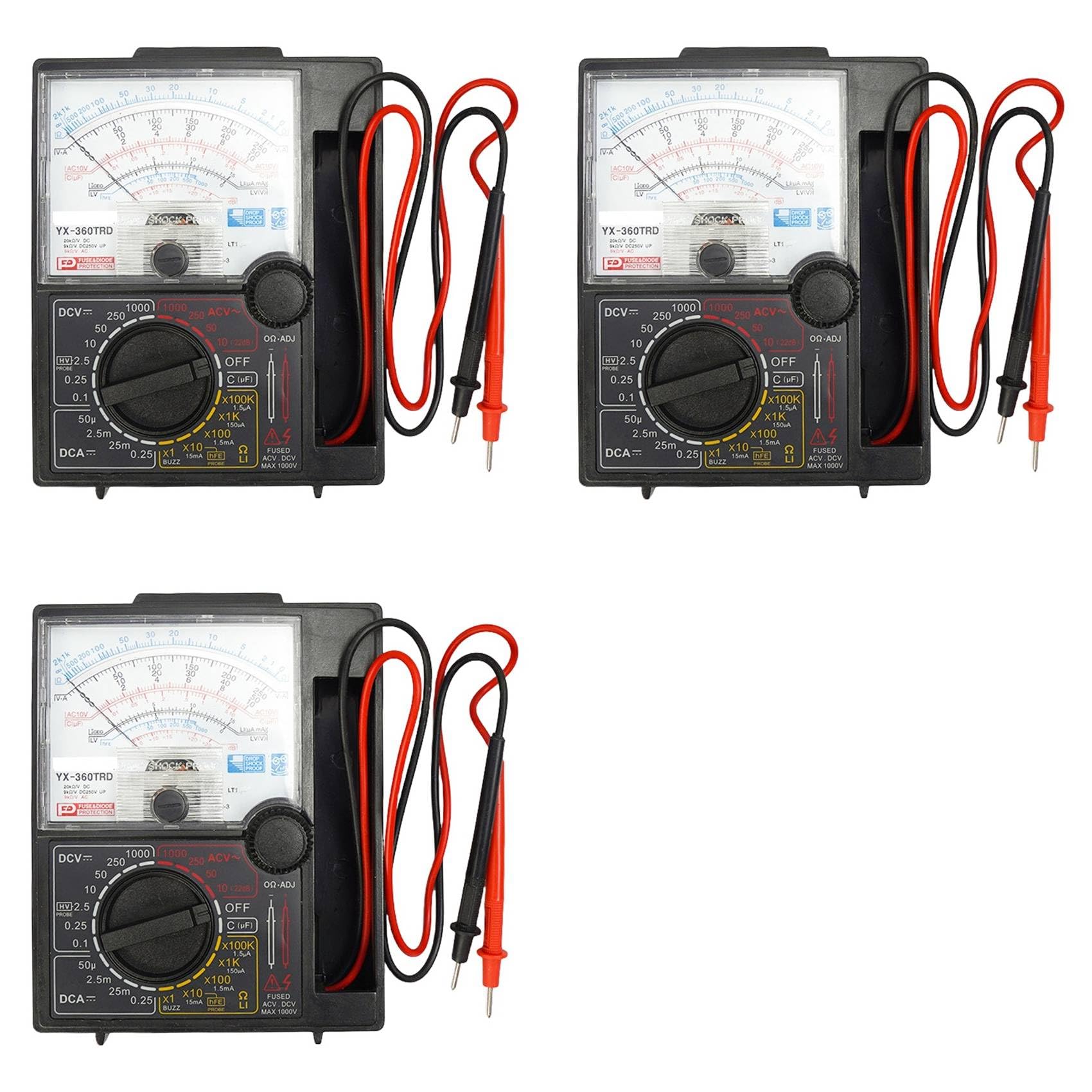 Jnchdghwa As Shown 3X Analog Multimeter Tester Test Pen Voltage Current Tester Dc 1000V Handheld Pointer Analog Meter Multimeter