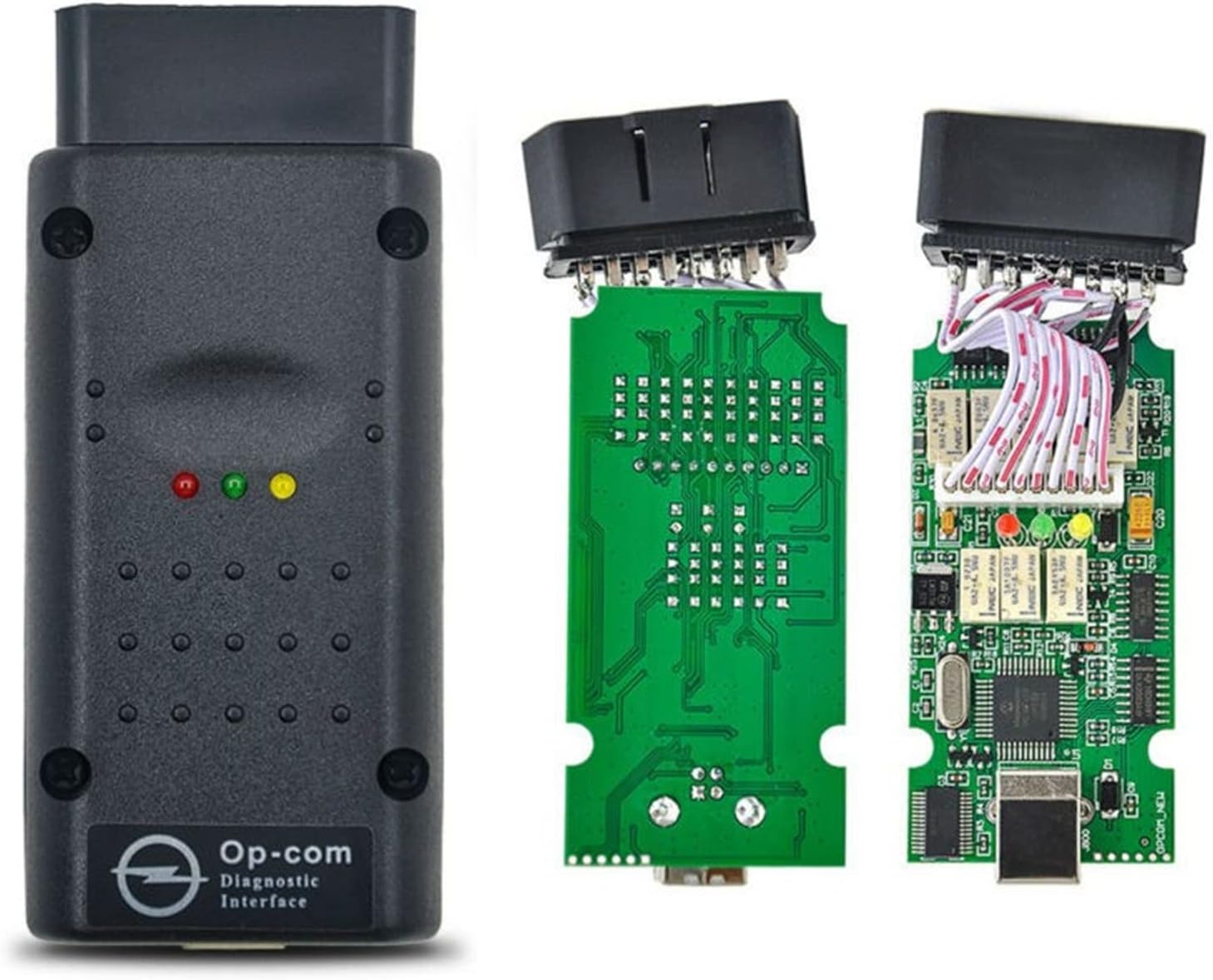 Internal view of the OP-COM diagnostic interface circuit board