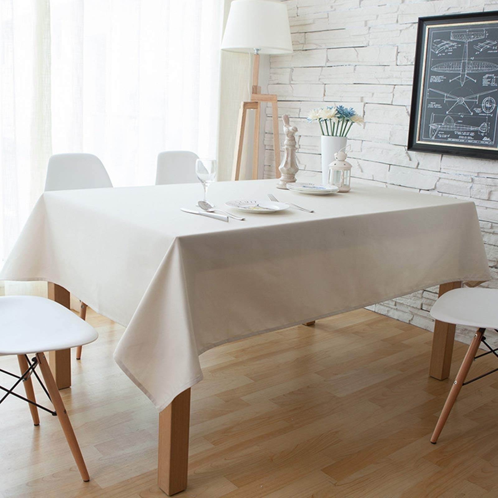 Nappe en coton blanc 140x140cm, toile de fond décorative au tissage moderne