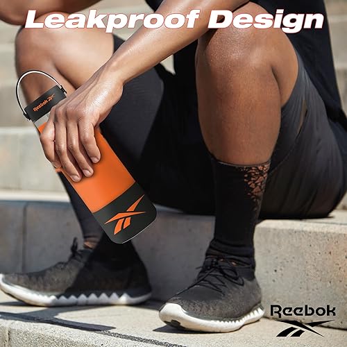 Miniatura 8 de Reebok Botella de agua deportiva de acero inoxidable con asa, botella de agua aislada de 40 onzas, botella de agua deportiva aislada al vacío de