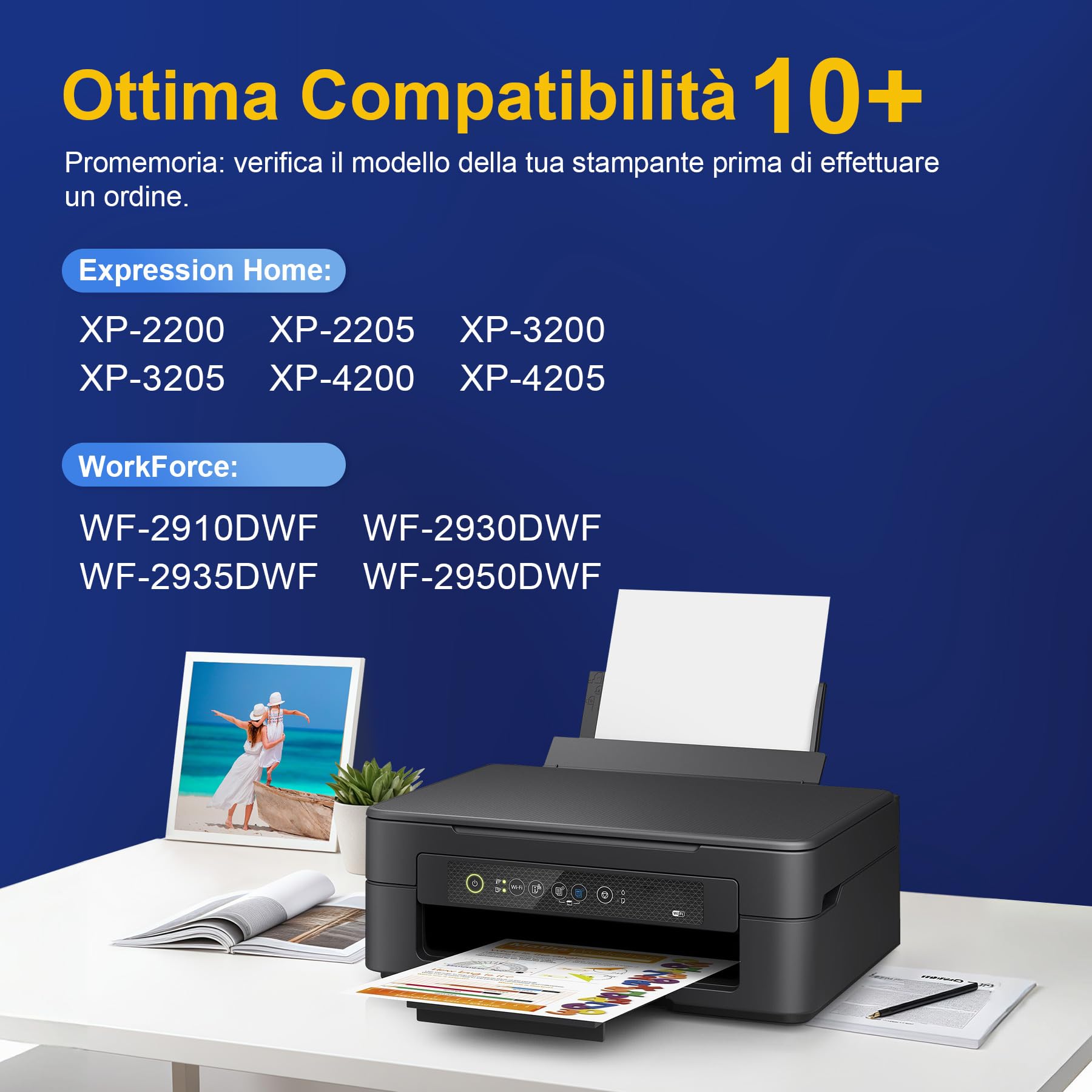 ColorKing Cartucce Compatibili con Epson XP 2200 con Expression Home XP-4200 XP-3200 XP-2205 XP-3205 XP-4205 Workforce WF-2930 WF-2910 WF-2935 WF-2950 (4 Nero, 2 Ciano, 2 Magenta, 2 Giallo)