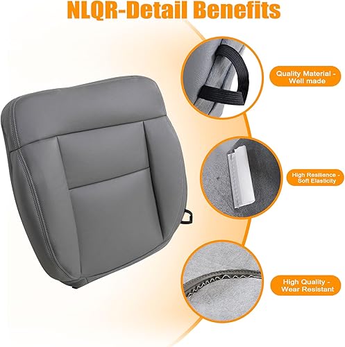 Miniatura 4 de Funda de repuesto para asiento delantero del lado del conductor, color gris, compatible con Ford F150 Lariat 2004 2005 2006 2007 2008
