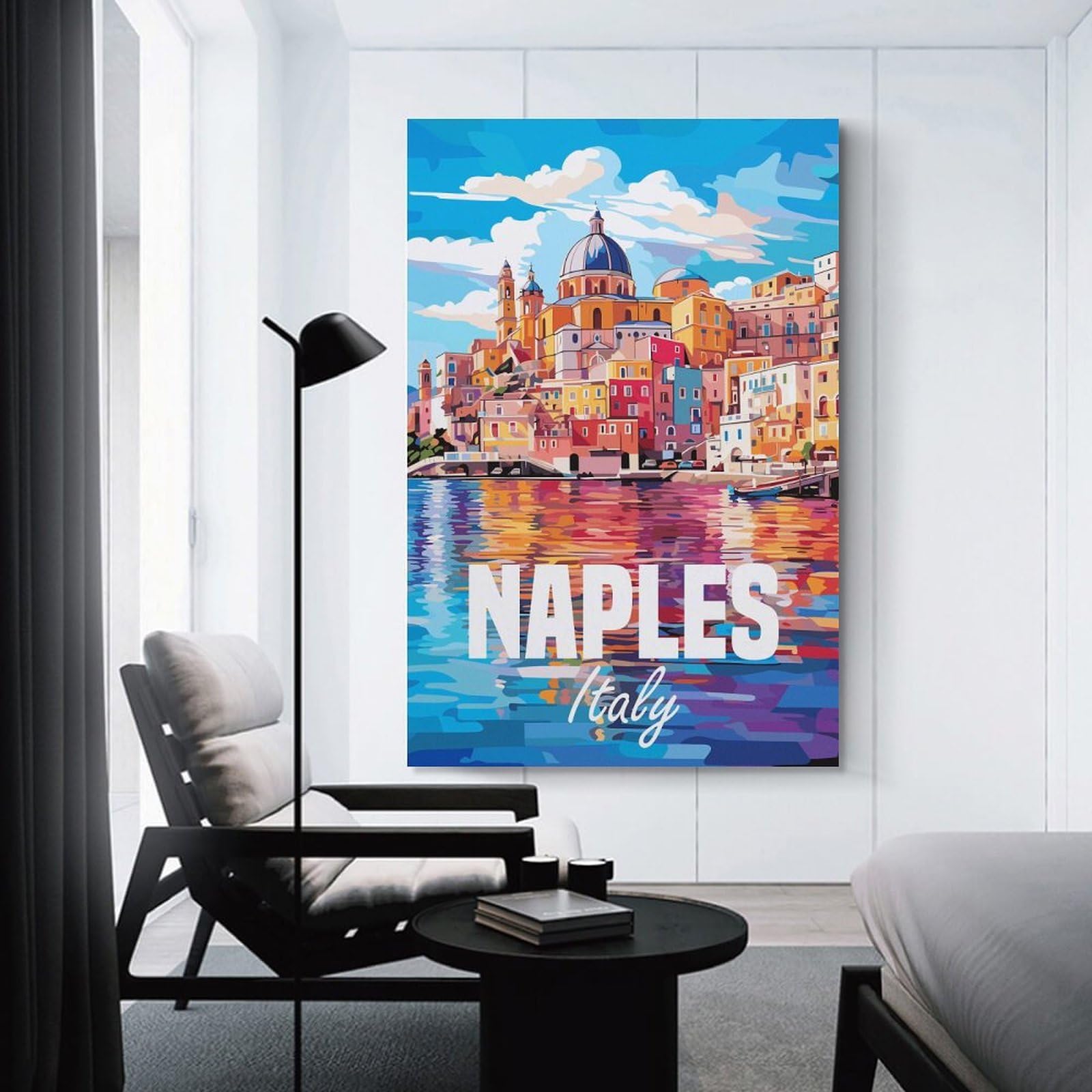 Junmoney Canvas Art Print Naples Italy, 20x30inch(50x75cm), for Gallery Wall Layouts in Home Or Office, A Versatile Canvas Print for Layering
