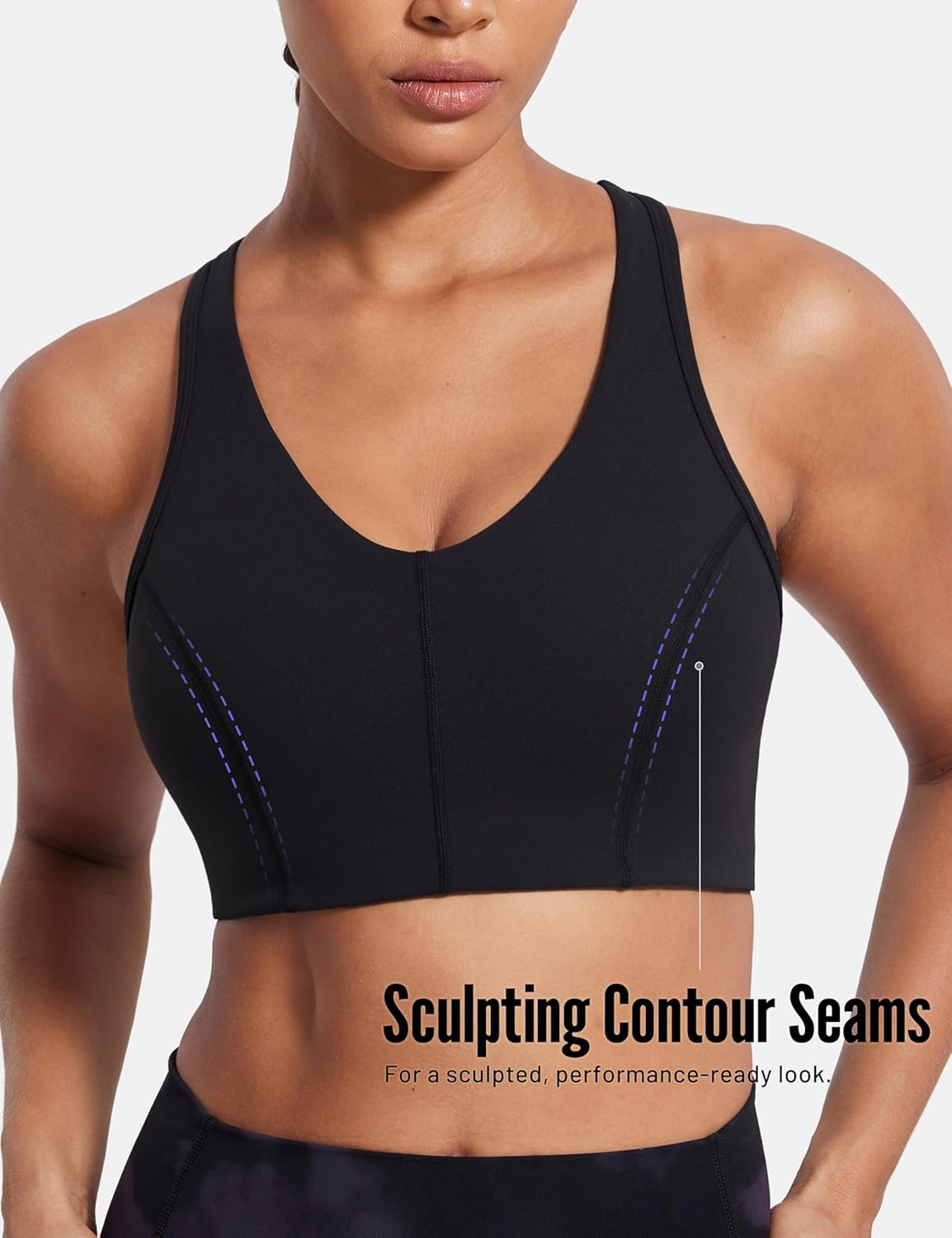 SYROKAN Sports Bras for Women Narrow Racerback Built-in Contour Cup Padded Medium Impact Training Yoga Bra