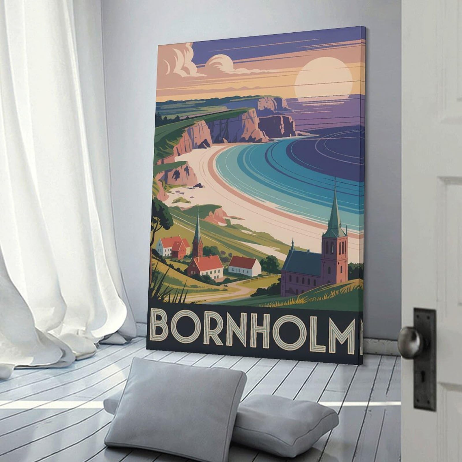 Junmoney Decorative Wall Artwork Bornholm Travel, 24x36inch(60x90cm), for Living Room, Lounge Or Sitting Room, Modern Wall Decor for Cosy Interiors