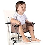 Booster Seat for Dining Table: Portable Toddler Booster Chair with Safety Buckle and Height Adjustable, Foldable Baby Feeding Chair, Kids High Chair Booster Seat for Kitchen Home Travel - Brown