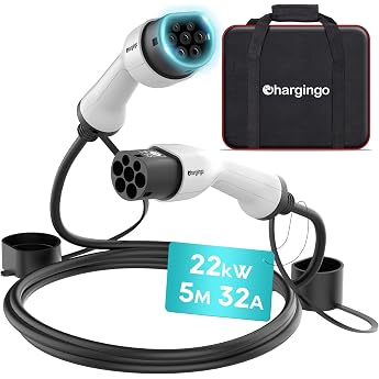 Type 2 Charging Cable 22 kW 32 A 3 Phase 5 m Fast Charging Cable Double-Sided Type 2 for E Car EV/PHEV Mode 3 EV Charging Cable with Carry Case IP65 Compatible with Model S/3/X/Y