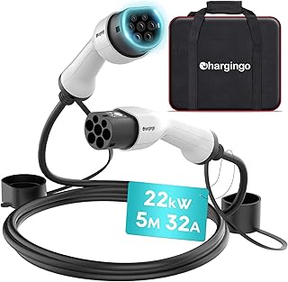 Typ 2 Ladekabel 22kW 32A 3 Phasig, 5M Schnellladekabel Beidseitig Typ 2 für E Auto EV/PHEV, Mode 3 EV Ladekabel mit Tragetasche, IP65, Kompatibel mit Model S/3/X/Y