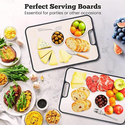 Miniatura 8 de UR CHOICE Tabla de cortar de titanio puro de 15.15 x 10.4 pulgadas, tabla de cortar reversible ligera con ranura para jugo, área de molienda de ajo,