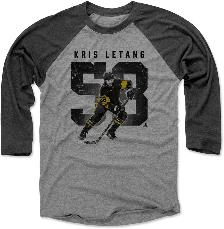 500 LEVEL Kris Letang Shirt - Pittsburgh Hockey Raglan Tee - Kris Letang Grunge