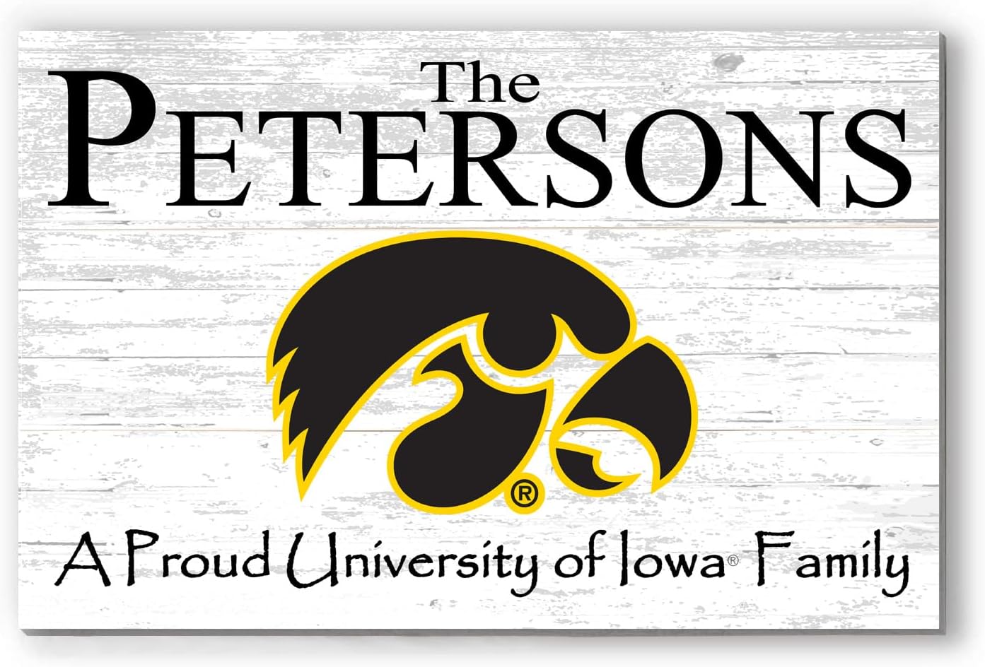 University of Iowa Name Sign Solid Wood for Iowa Hawkeyes Family, Fans, Alumni, Students or Graduation