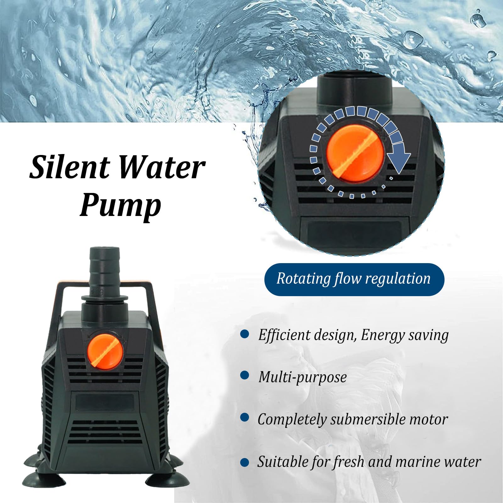 Juego de cascada de estanque de 30 cm de acero inoxidable con bomba, cascada para estanque de jardín, juego completo para estanque de jardín, arroyo y fuente de agua, 45 W, 3000 L/h, incluye