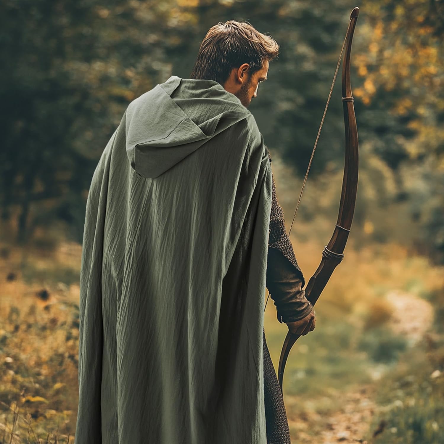 Ibeauti Renaissance Hooded Cloak Cotton Cloak Halloween Medieval Costume Cape Women Men - Image 5