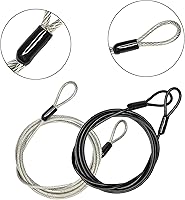 Vista 2 de 3mm 200CM/6.6ft Long Outdoor Travel Security Cable Lock,Braided Steel Coated Safety Cable Luggage Lock,Safety Cable Wire Rope Chain Lock Double Loop