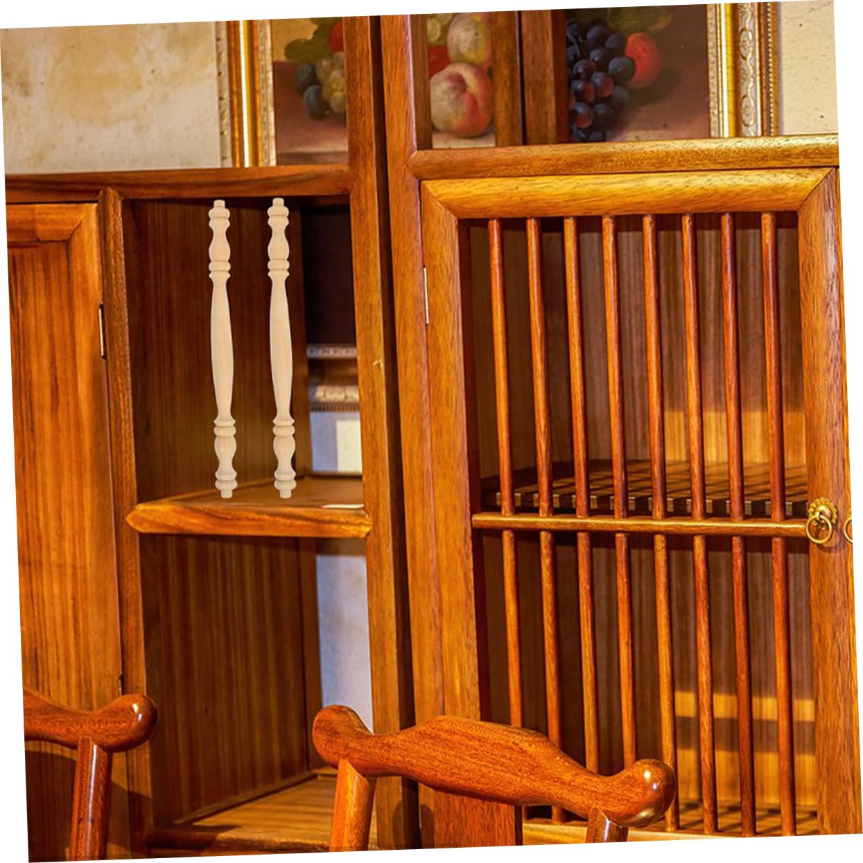 4pcs Unfinished Wooden Baluster Spindles Durable Solid Wood Craft Spindles for Home and Restaurant Decoration Classical Roman Design for Staircases and Furniture