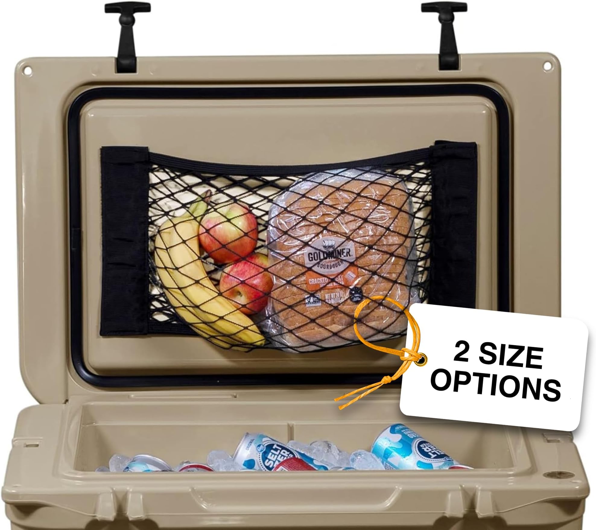 Cooler Net for Dry Storage and Organization - Compatible with YETI, RTIC, Ninja, Igloo, Coleman, Lifetime, Pelican Ice Chests - Works with Cooler Lights, Wheel Kits, RTIC Cooler Accessories, and More