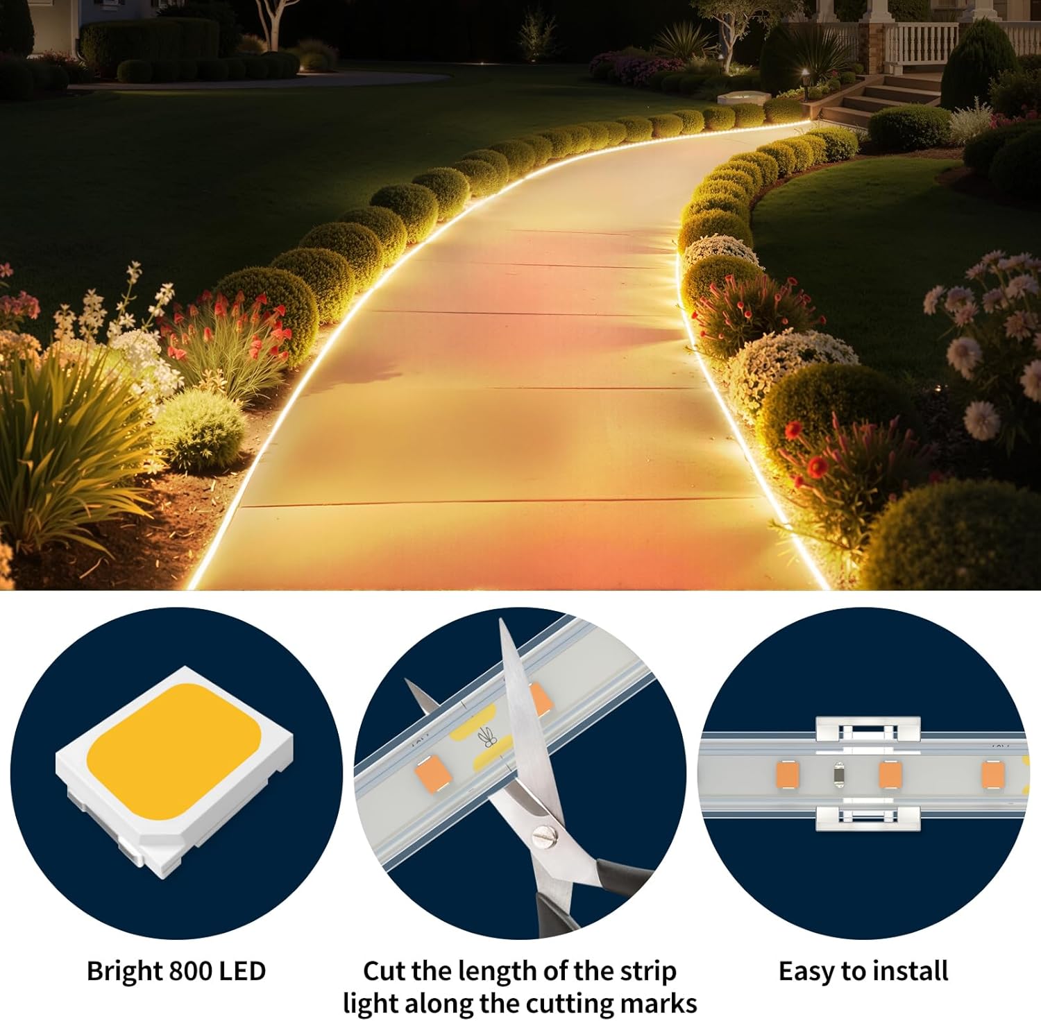 Solar LED Strip Lights,32.8FT 6000mAh Large Capacity Solar String Lights for Outside,IP68 Waterproof Solar Rope Light with Remote for House,Garden,Balcony,Pool,Tree Decorations,Warm White