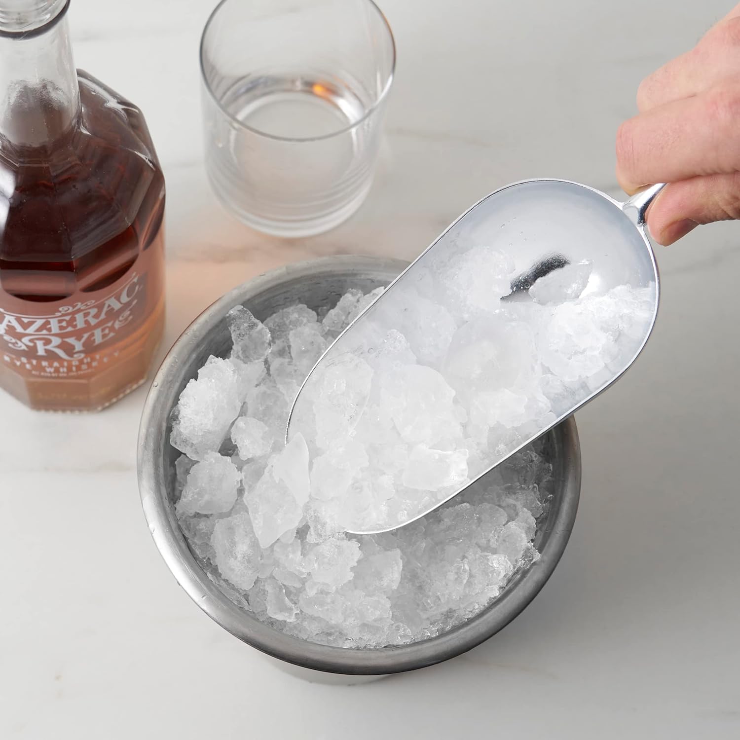 Heavy Duty Aluminum Ice Scoop with Loop Handle, 6 oz