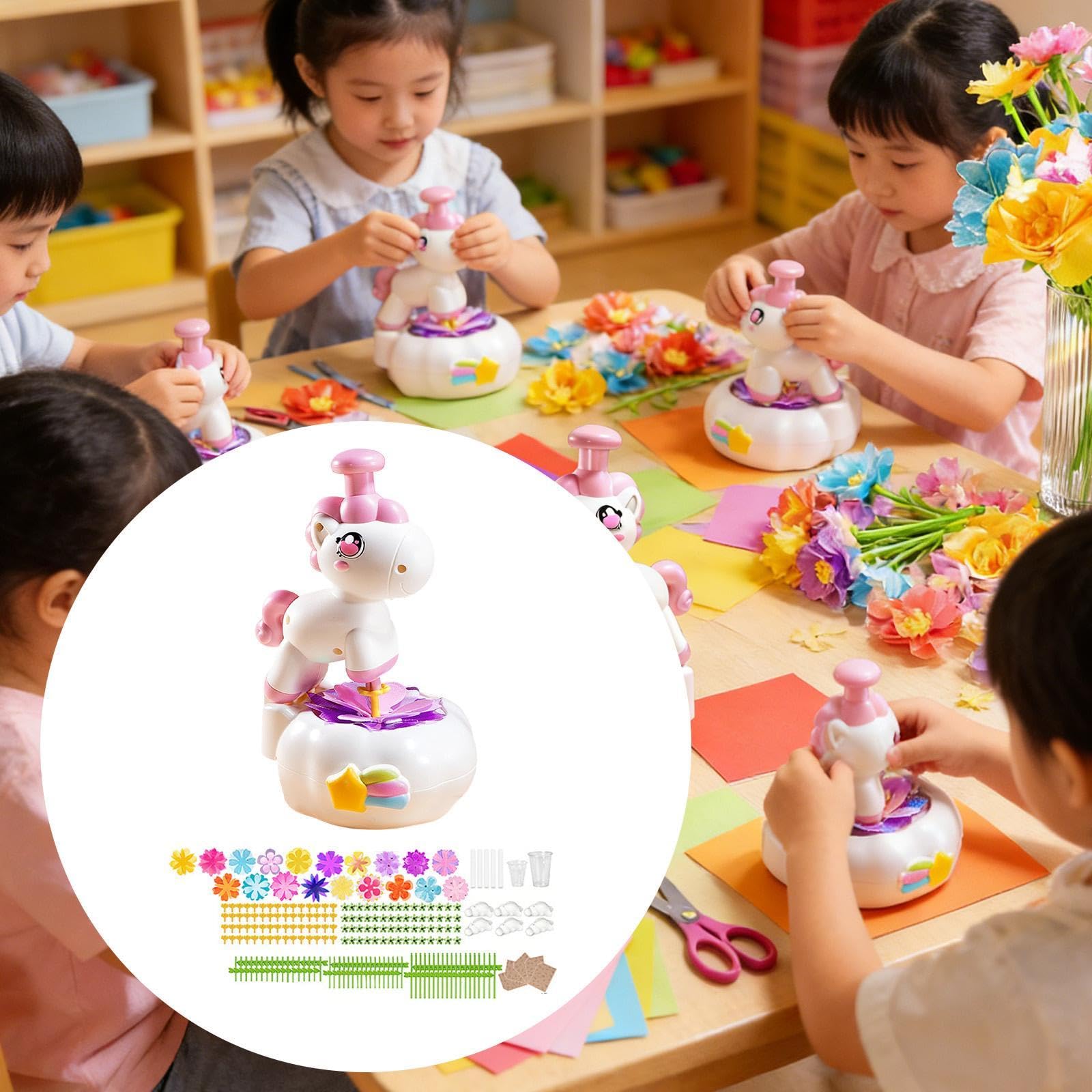 Kit Fai da Te per Bouquet di Fiori in Tessuto per Bambini, attività Creative, Gioco Educativo per Imparare Le Composizioni Floreali, Realizzato in PP, Style B