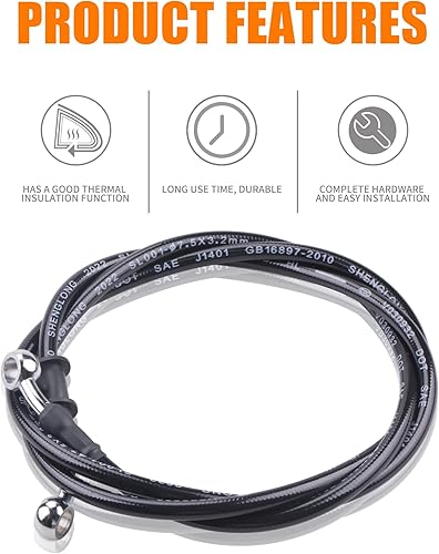 Miniatura 5 de Manguera hidráulica de freno o embrague para motocicleta, motocross, ATV, ciclomotor, scooter, etc. Perno banjo 2 piezas (longitud 1.5m4.92ft)