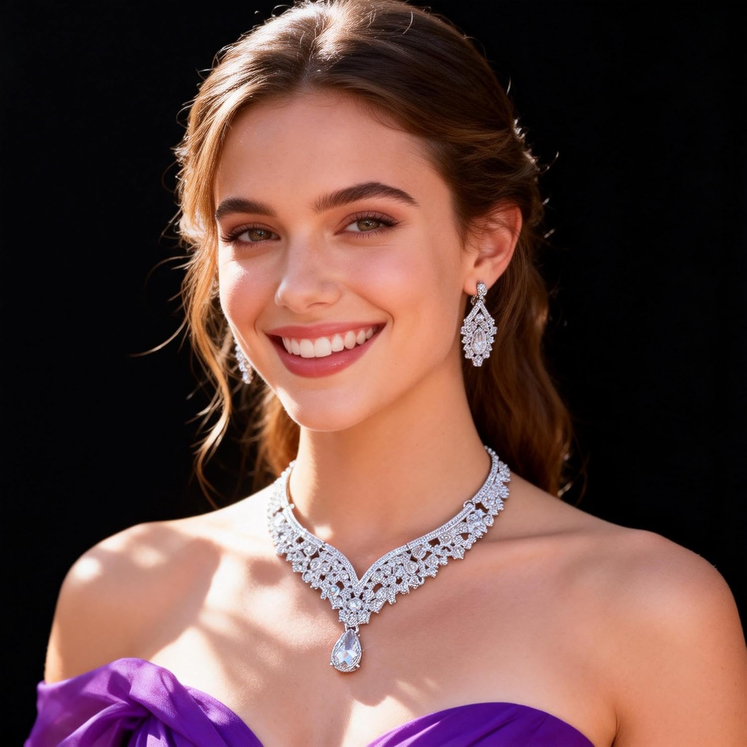 Tiaras Crowns for Women,Necklace Earrings Crystal Bridal Jewelry Set For Wedding Birthday Prom Party Cosplay.