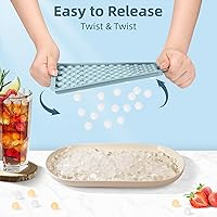 Vista 2 de WIBIMEN Bandejas Mini para Cubitos de Hielo, Bandejas Pequeñas y Redondas de Hielo en Forma de Guijarro Triturado para Congelador con Tapa - Para