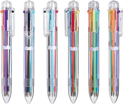 favide 6 Pack 0.5mm 6-in-1 Multicolor Ballpoint Pen,6-Color Retractable Ballpoint Pens for Office School Supplies Students Children Gift,Kids Party Favors 6