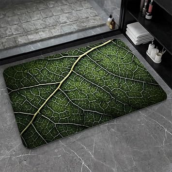 Diatomaceous Earth Bath Mat,Nature Leaf Texture- Non-Slip Volume Super Absorbent Fast Drying Eco-Friendly Easy to Clean for Bathroom Kitchen Door mat 1727.5Inch 43 * 70cm