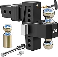 Vista 11 de VNN Enganche de Caída Ajustable - Enganche de Caída de 8 Pulgadas Receptor de 2.5 Pulgadas Negro Intercambiable 3 Monturas de Bola Sólidas