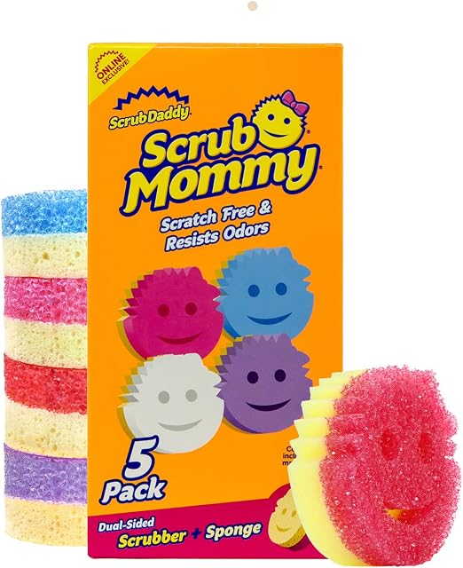 Scrub Daddy Scrub Mommy Kitchen Sponges for Dishes & Wiping Spills - Dual-Sided Dish Scrubber Sponge for Cleaning - Multi-Colored Bulk Pack - Stain & Odor Resistant (9 Count)