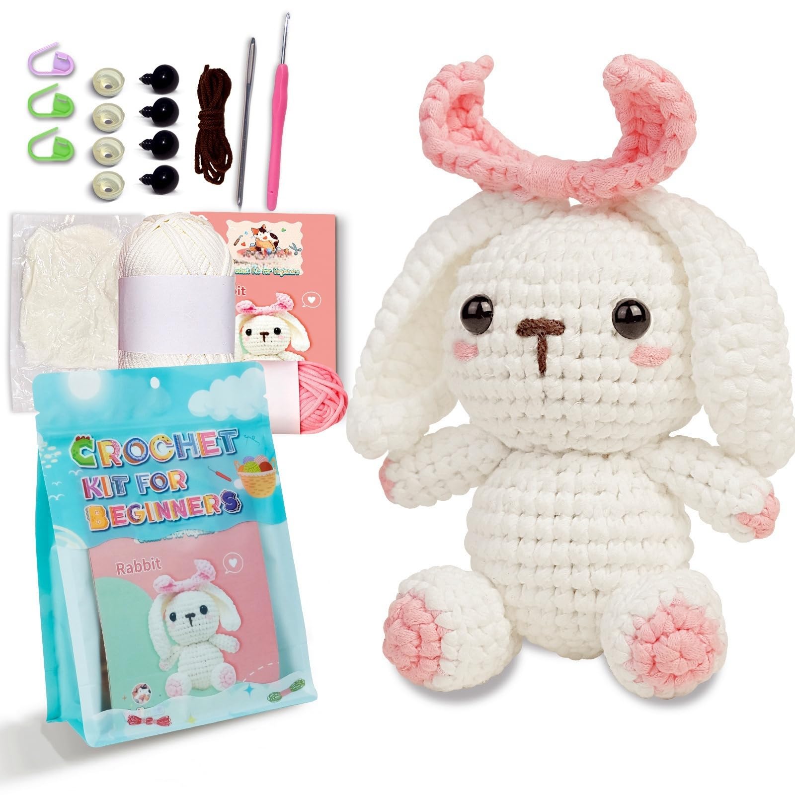 Swoolfe Crochet Kit for Beginners Crochet Kit W Step-by-Step Video Tutorials, Crochet Animal Kit