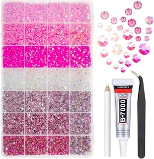 28 Types Pink Jelly Resin Rhinestones for Bedazzling Crafting 3mm-6mm Flatback Colorful Hot Pink Stones Gems Diamonds for Nails Face Eyes Makeup DIY Crafts Tumblers Bottles Clothes Shoes Phones