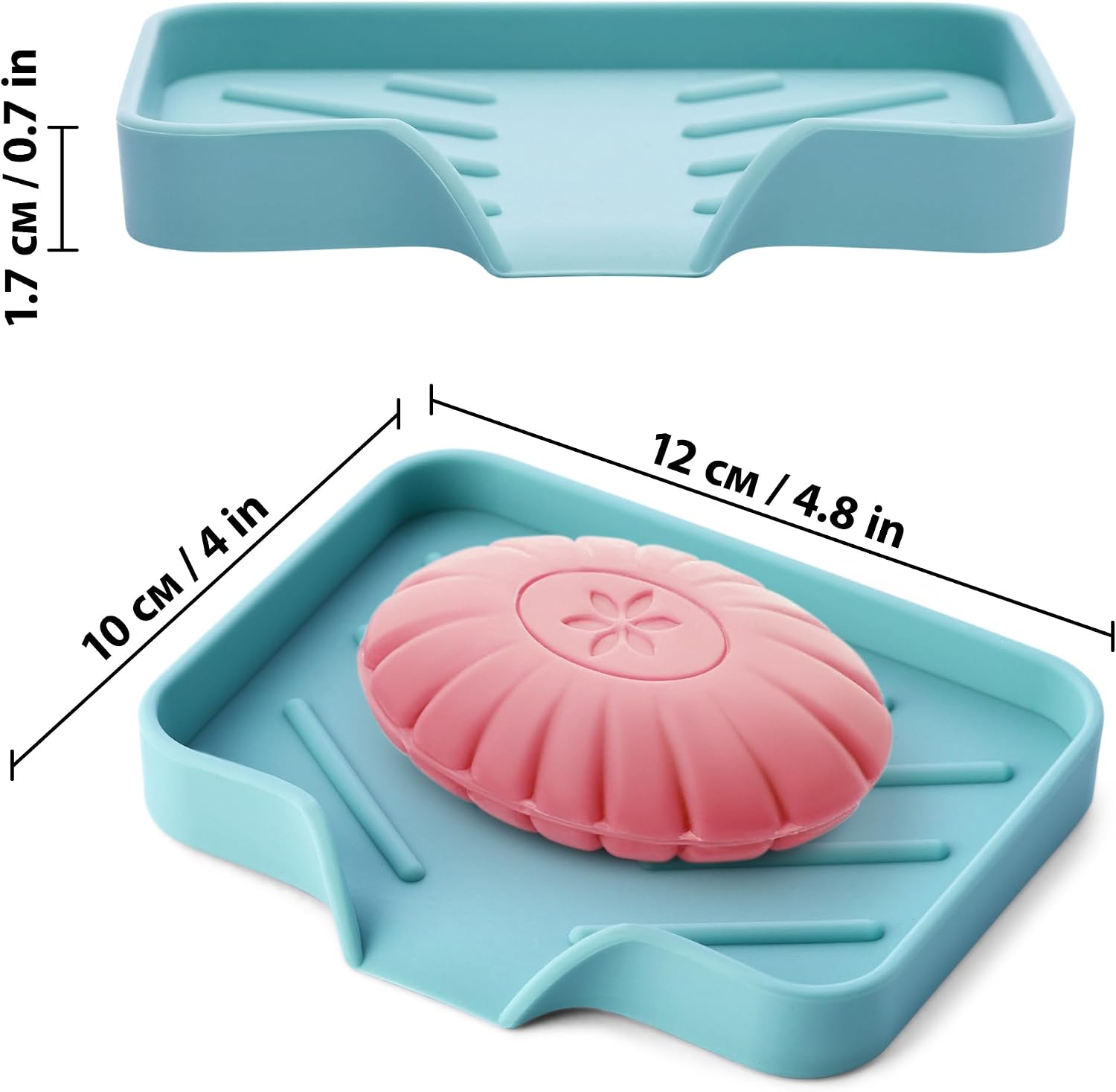 Light Green Silicone Soap Dish Tray, Self-Draining Soap Holder for Bar Soap, Silicone Soap Tray with Drainage, Soap Dishes for Kitchen Counter image 3