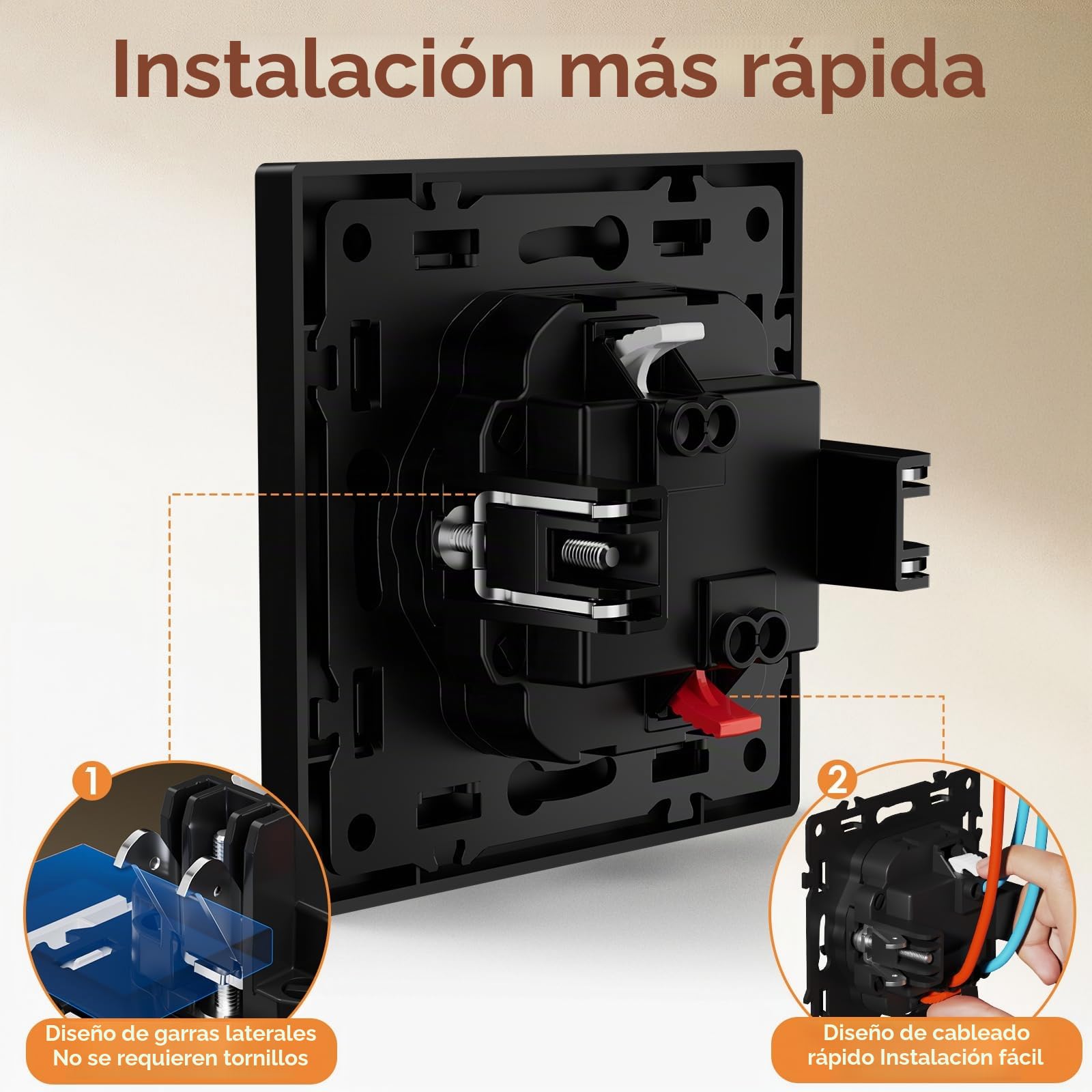 BSEED Interruptor Pared con Garras, Interruptor de luz con LED Indicador, Fácil de Instalar, Marco de PC mate, 1 Gang 1 Vía, 86 * 86mm Negro