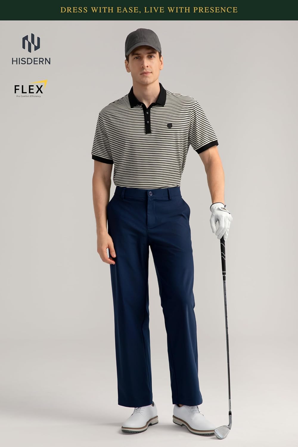 HISDERN Flex 505 Men's Relaxed Fit Golf Pants No Iron 30"/32" Loose Fit Stretch Quick Dry for Daily Casual with 5 Pocket - Image 5
