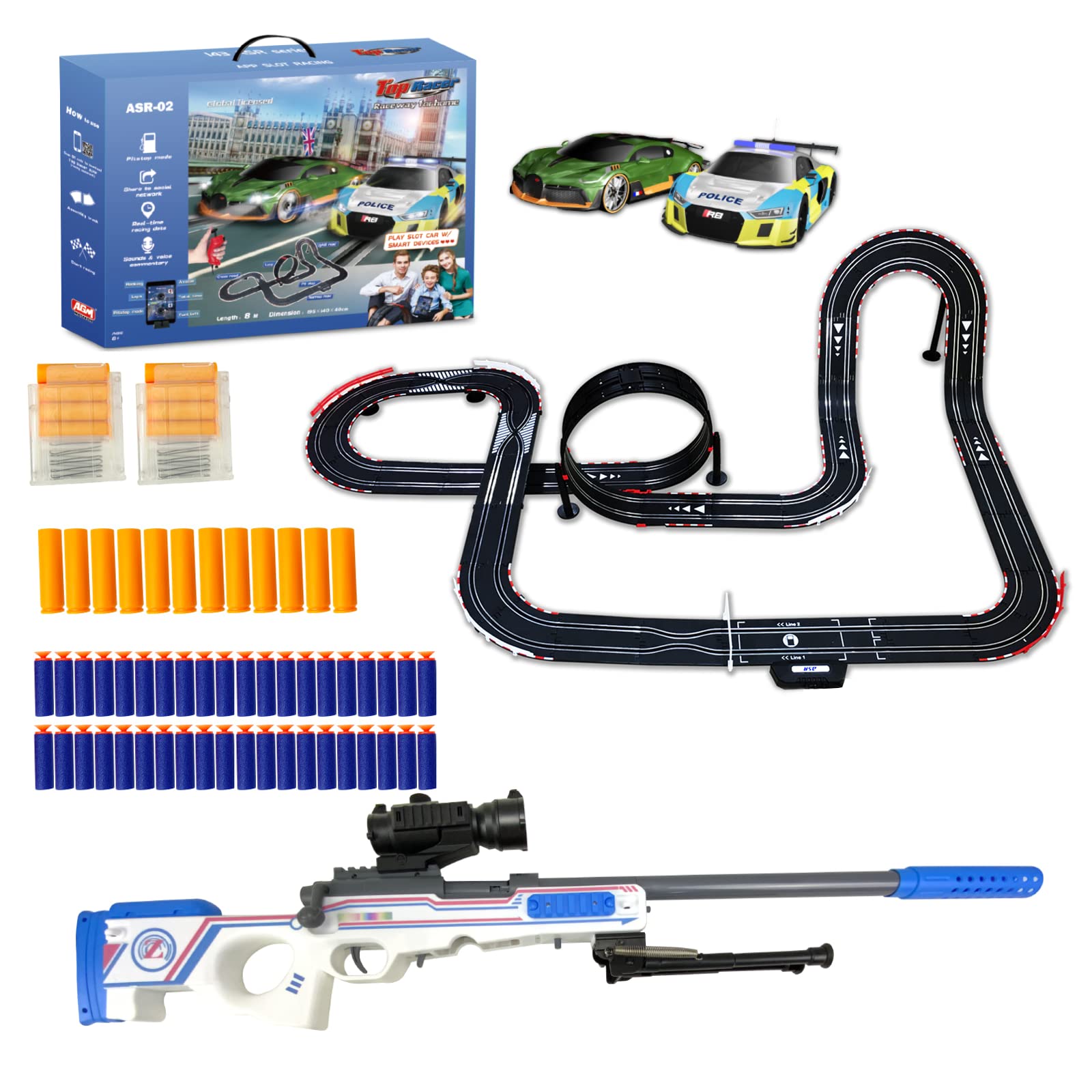 Amazon.com: AGM MASTECH Slot car Race Set ASR-02 with Shell