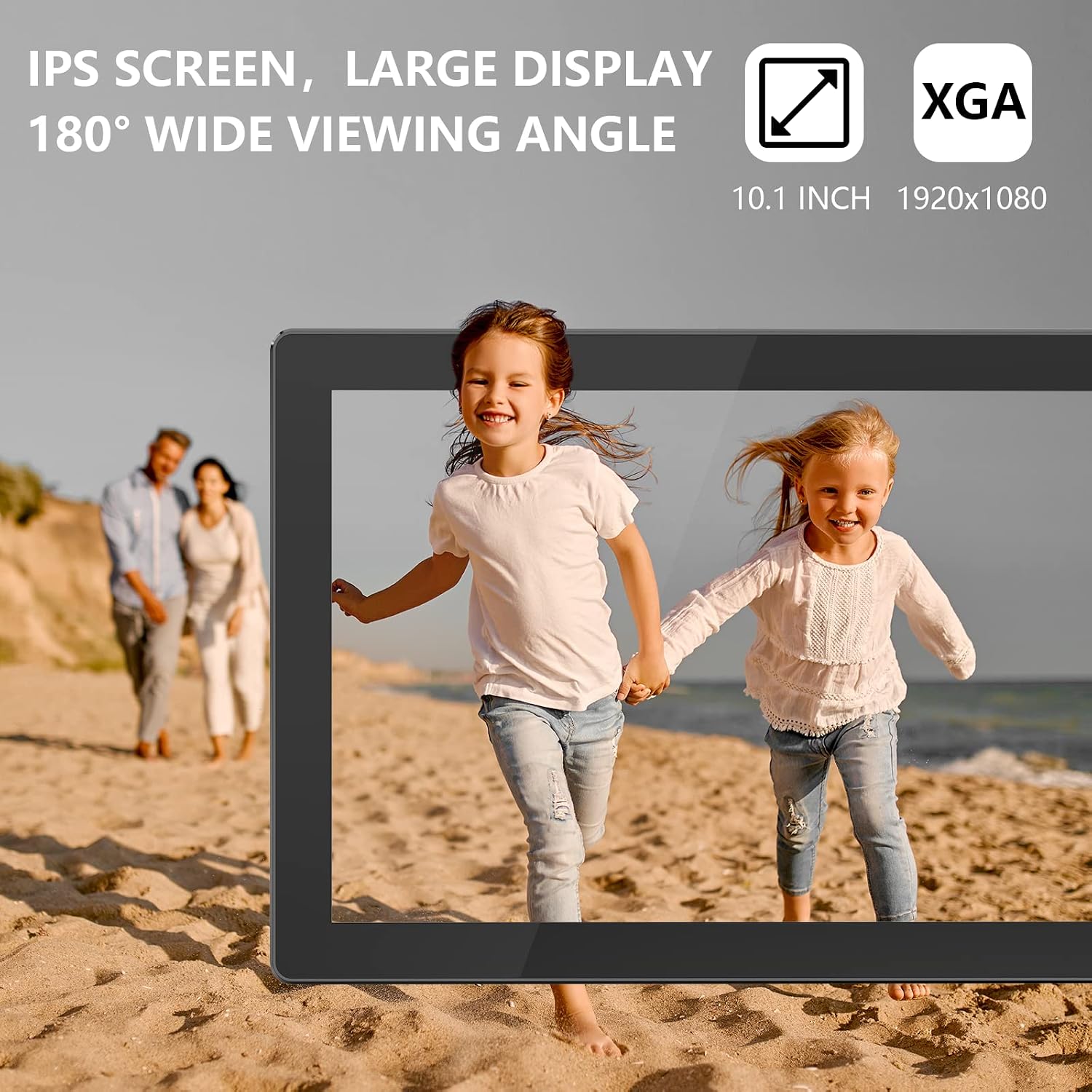 WiFi Digital Photo Frames 10.1 Inch Smart Digital Picture Frame Touch IPS Screen Electronic Photo Albums with 16GB Storage Easy Setup Share Photos Video via App Auto-Rotate