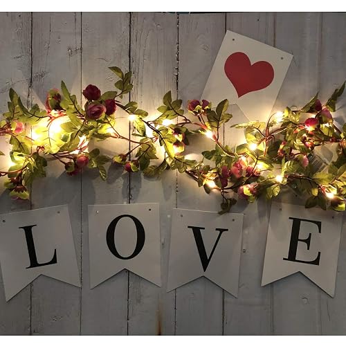 Fielegen 20 LED Rose Flower String Lights - 7.2ft Artificial
