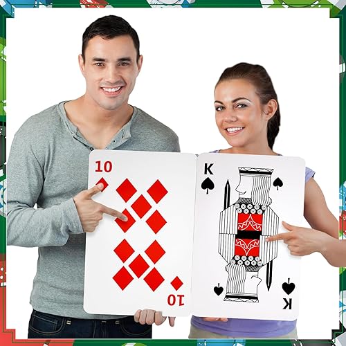 Miniatura 3 de Cholemy Naipes jumbo de 11 x 17 pulgadas, baraja gigante de cartas con impresión grande, cartas de cubierta completa de gran tamaño para niños y