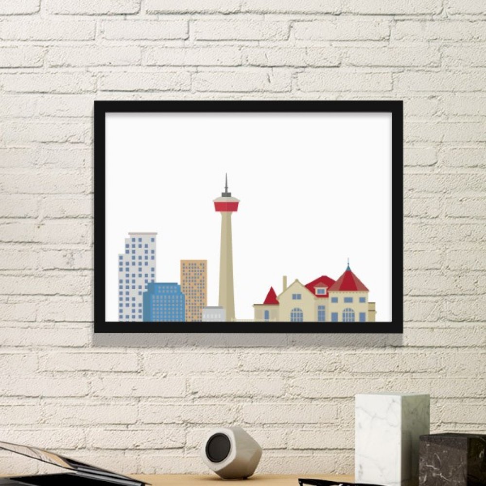 Cadre avec peinture de tour de télévision du Canada dessin animé noir taille medium